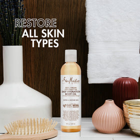 Shea Moisture oil texture close-up showing lightweight consistency for fast absorption