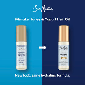 SheaMoisture oil texture close-up, lightweight non-greasy consistency shown