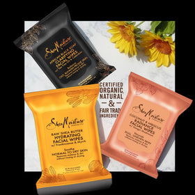 Travel pouch with SheaMoisture wipes, convenient portable cleansing for busy days