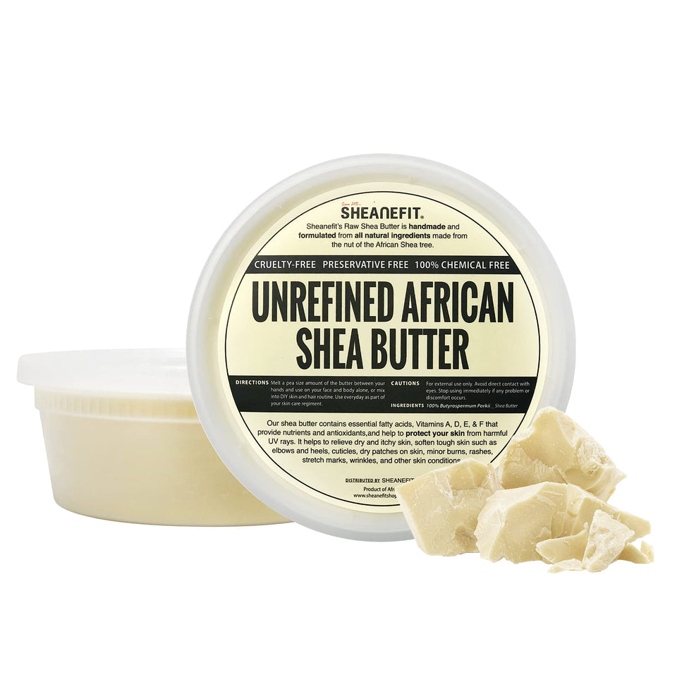 Sheanefit jar front view showing clean packaging and natural shea butter