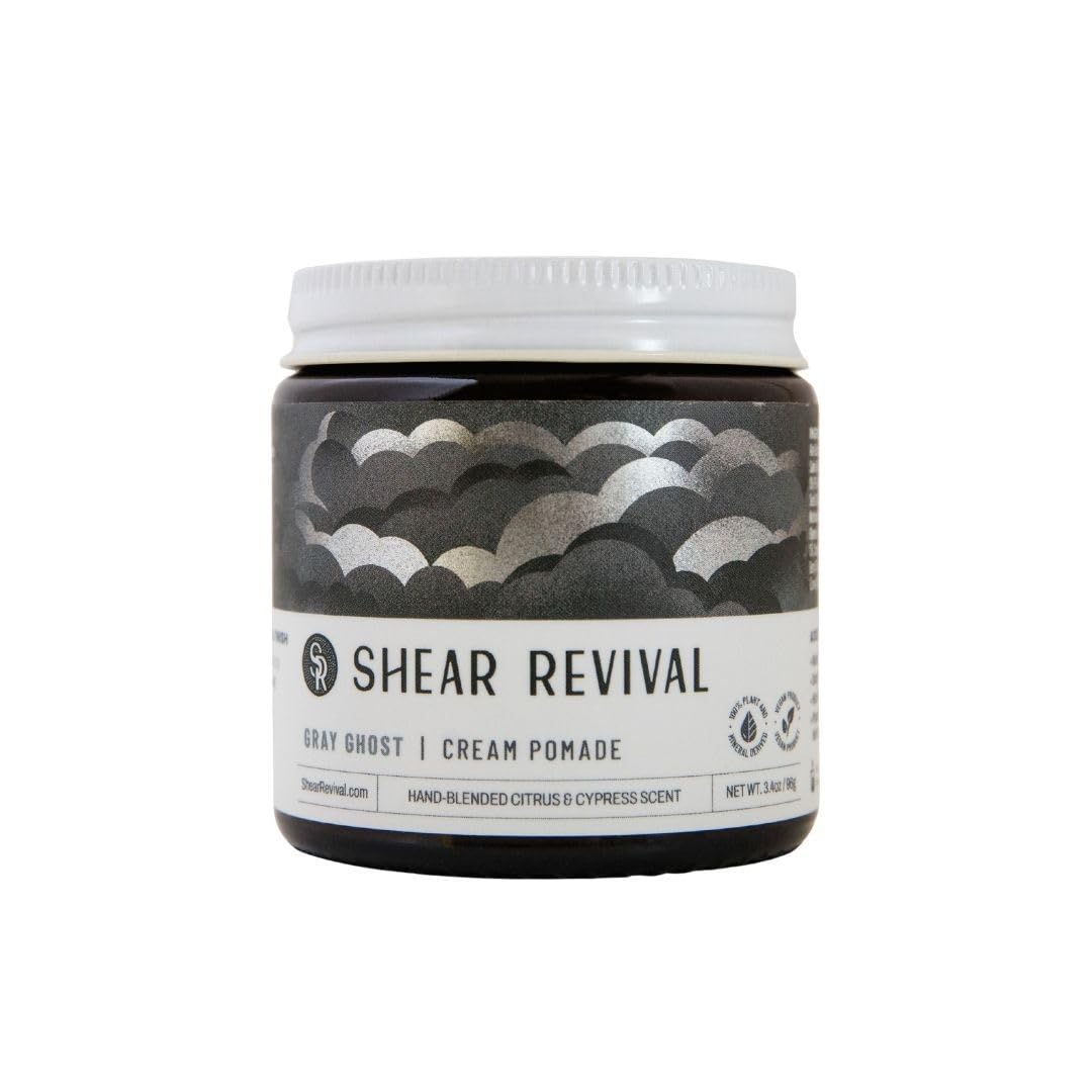 Shear Revival Gray Ghost front jar showing label and amber glass, highlights portability