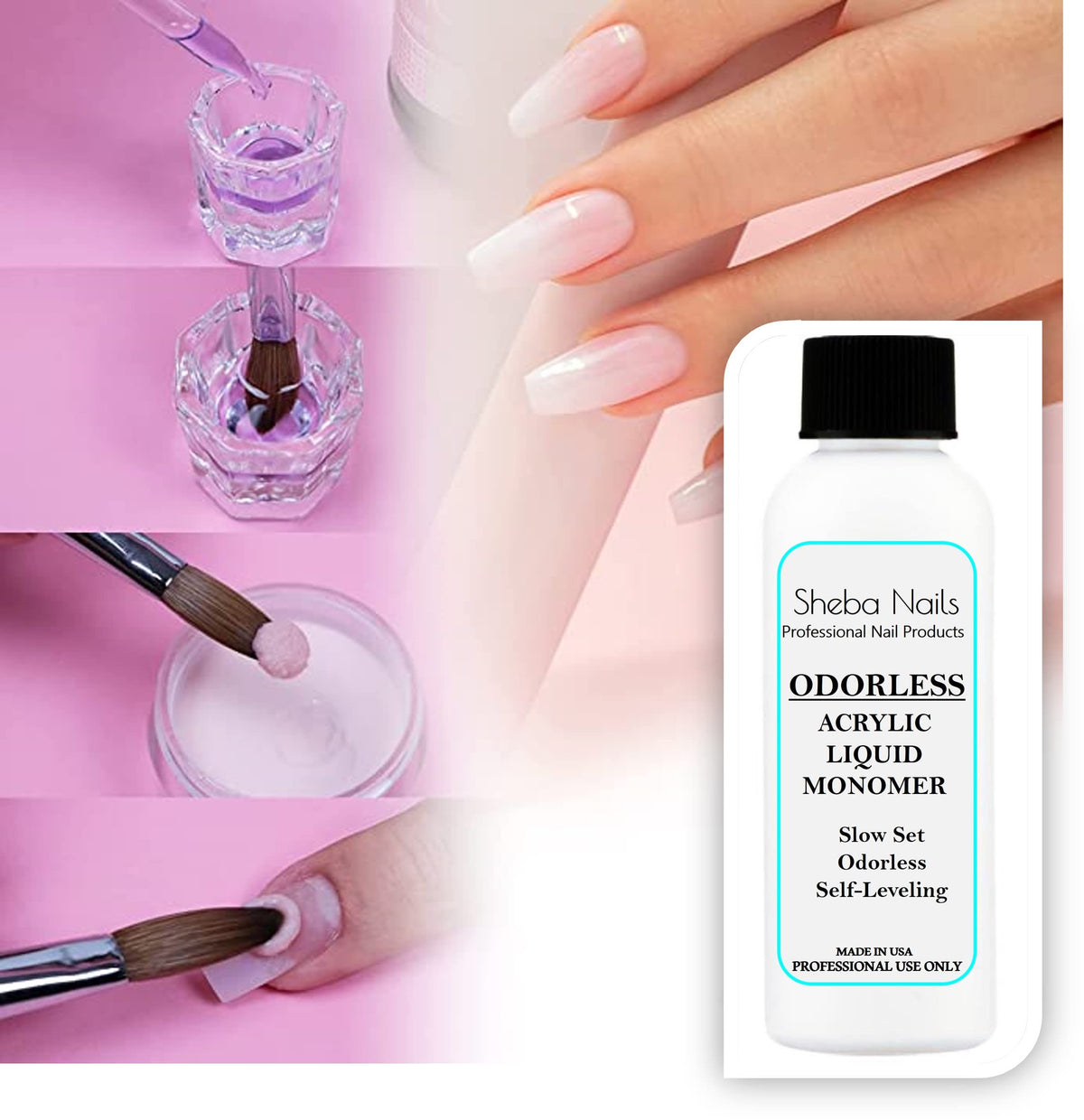 Sheba Nails brush applying a controlled bead demonstrating easier self-leveling benefit