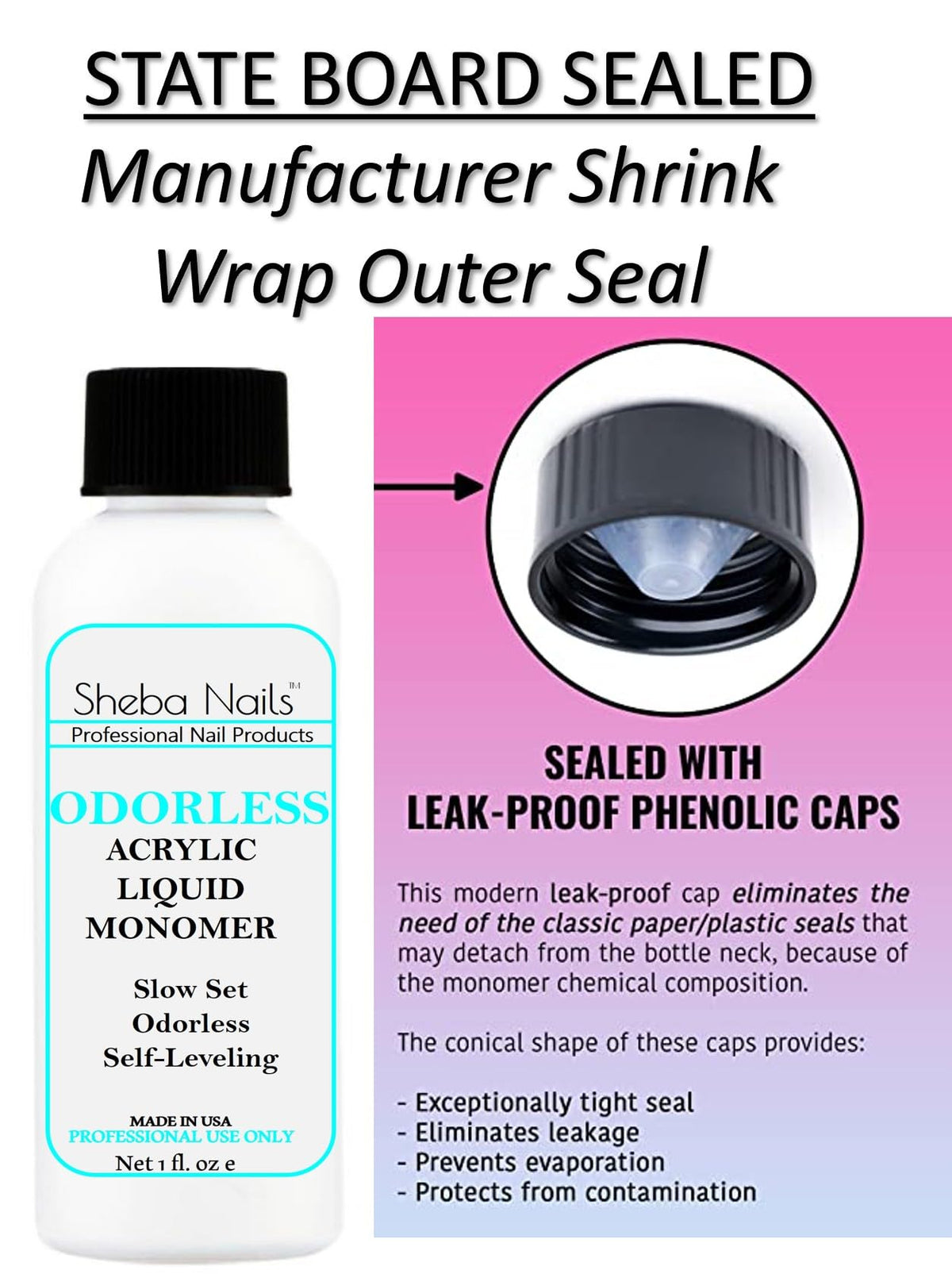 Sheba Nails clear acrylic powder jar top view showing fine texture and smooth finish benefit