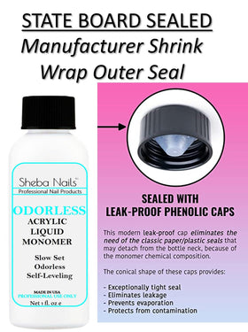 Sheba Nails clear acrylic powder jar top view showing fine texture and smooth finish benefit