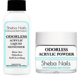 Sheba Nails front packaging sealed kit showing exam-ready compliance and odor-free benefit