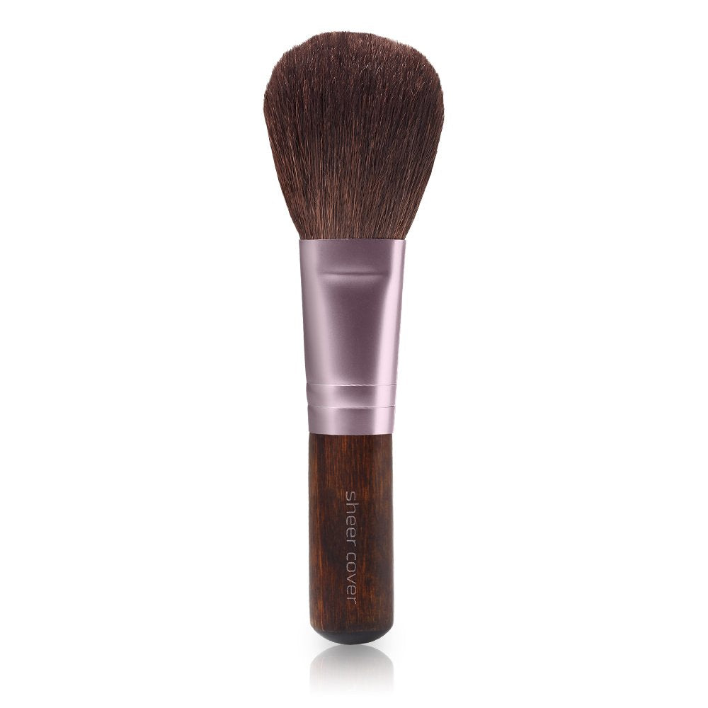 Sheer Cover compact in hand to show scale and travel-friendly design