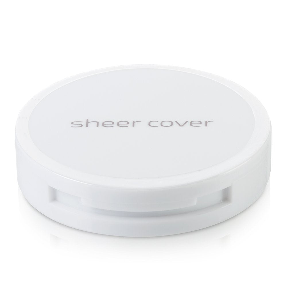 Sheer Cover shimmering highlighter pan detail showing luminous finish for cheekbones
