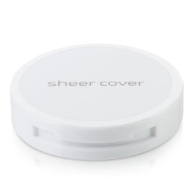 Sheer Cover shimmering highlighter pan detail showing luminous finish for cheekbones