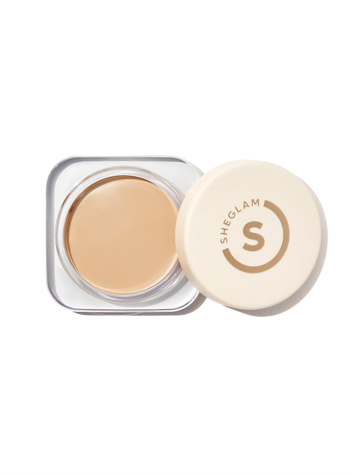 SHEGLAM balm front packaging showing shade Shell and benefit of high coverage