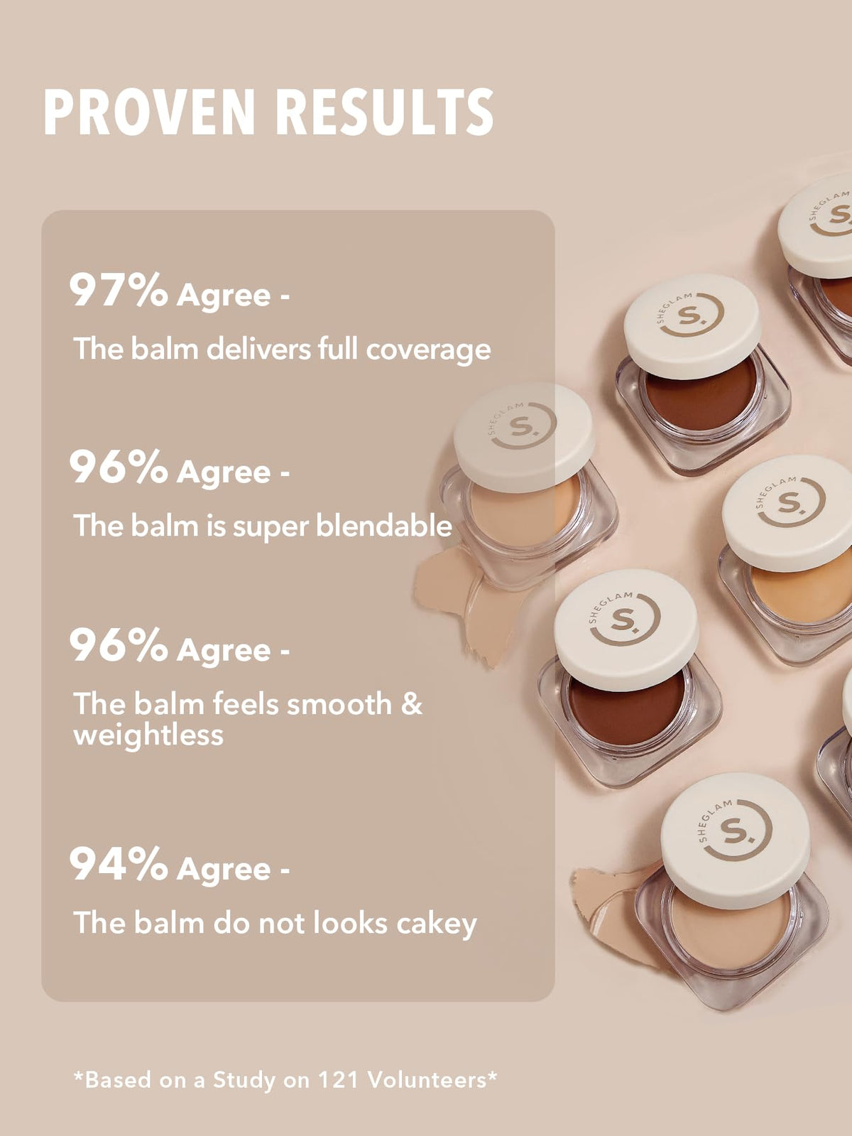 SHEGLAM size comparison next to coin showing compact travel-friendly benefit