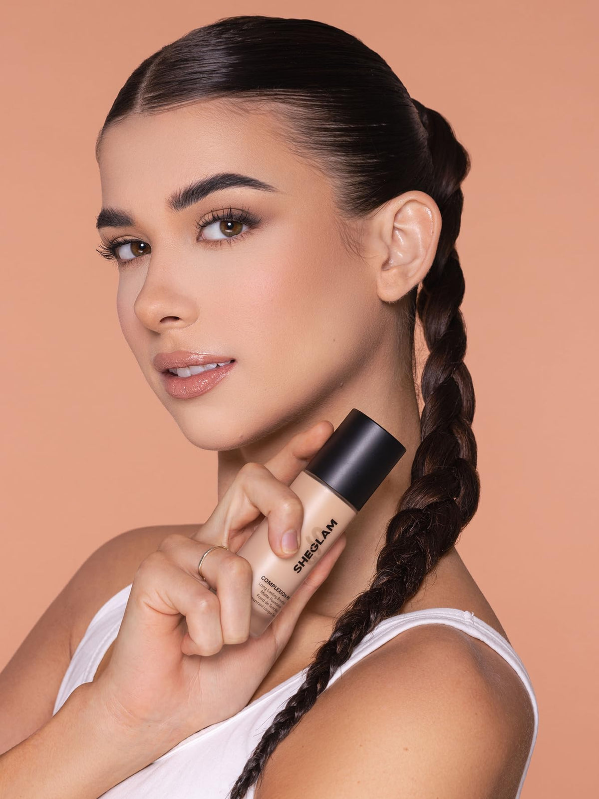 SHEGLAM application with sponge showing seamless skin finish and easy blending
