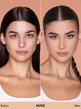 SHEGLAM texture swatch close-up displaying smooth, blendable coverage benefit