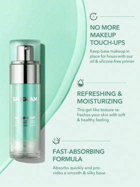 SHEGLAM primer under foundation illustrating improved adherence and even coverage