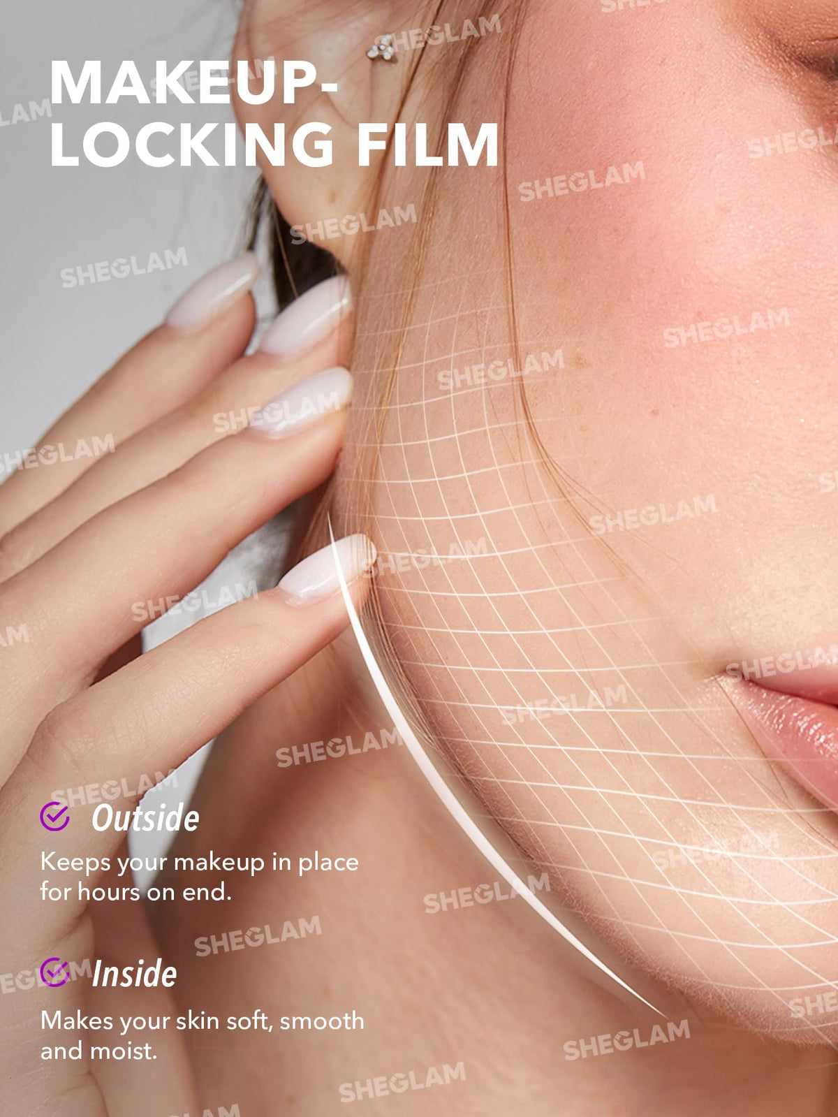 SHEGLAM Good Grip dispensed amount on fingertip demonstrating fast-absorbing benefit