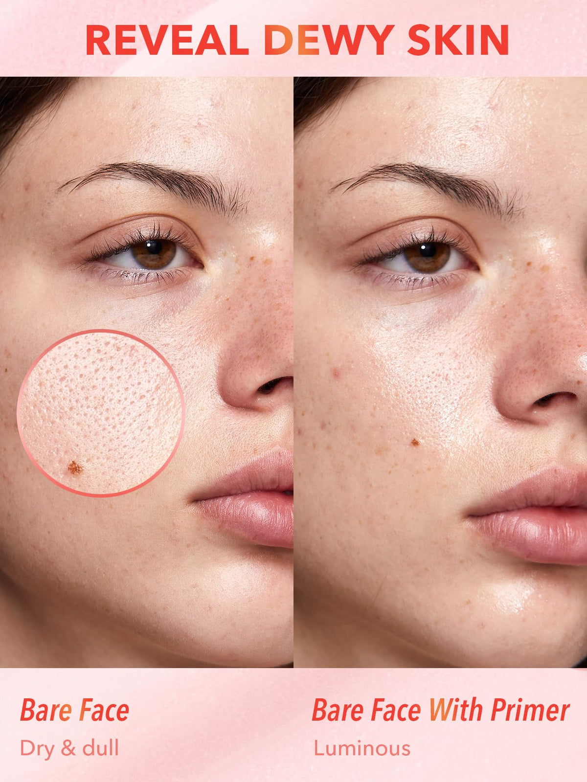 SHEGLAM comparison with foundation demonstrating improved blend and longer-lasting makeup hold