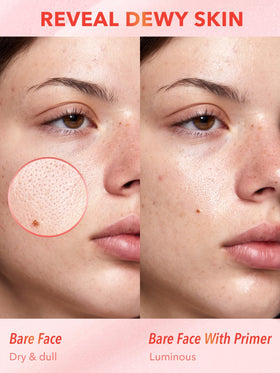 SHEGLAM comparison with foundation demonstrating improved blend and longer-lasting makeup hold