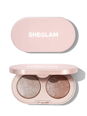 SHEGLAM Prismalight duo compact front view showing sleek packaging and travel ease