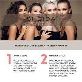 Sheida powder eyeliner in a makeup bag lifestyle shot showing everyday usability