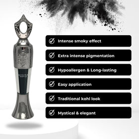 Sheida powder eyeliner packaging label showing handmade natural ingredients benefit