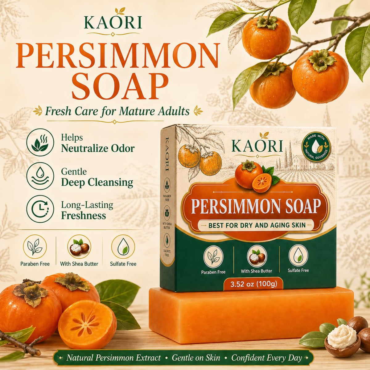 shekys KAORI close-up of soap texture highlighting gentle cleanse benefit