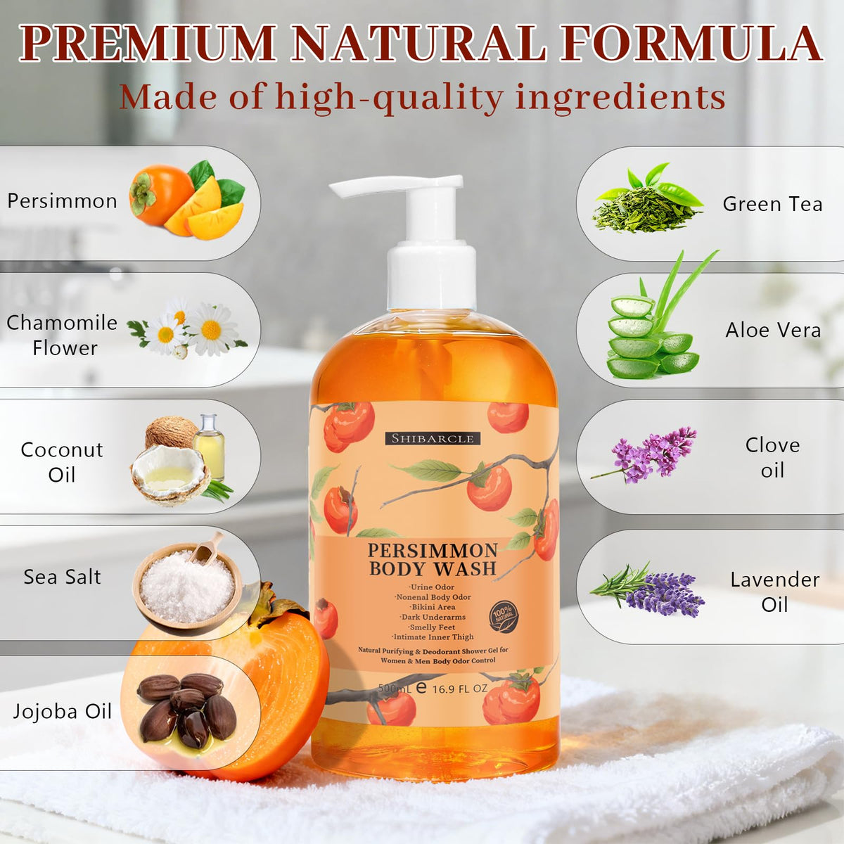 Shibarcle back label close-up highlighting ingredient list and usage tips