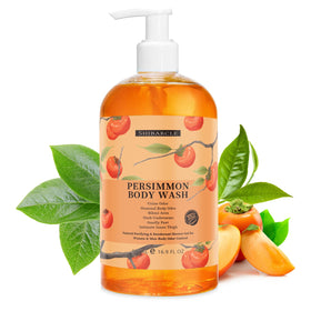 Shibarcle persimmon front bottle showing clean botanical design and benefits