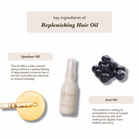 SHIBUI applying oil to wet hair in salon-style showing frizz control and shine