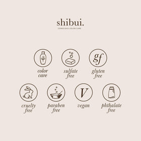 SHIBUI label close-up highlighting rose water saké and Core 4 ingredients
