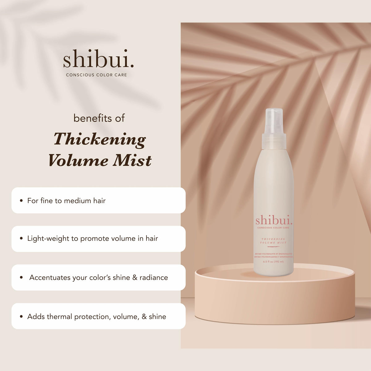 SHIBUI label close-up highlighting color-care complex benefits