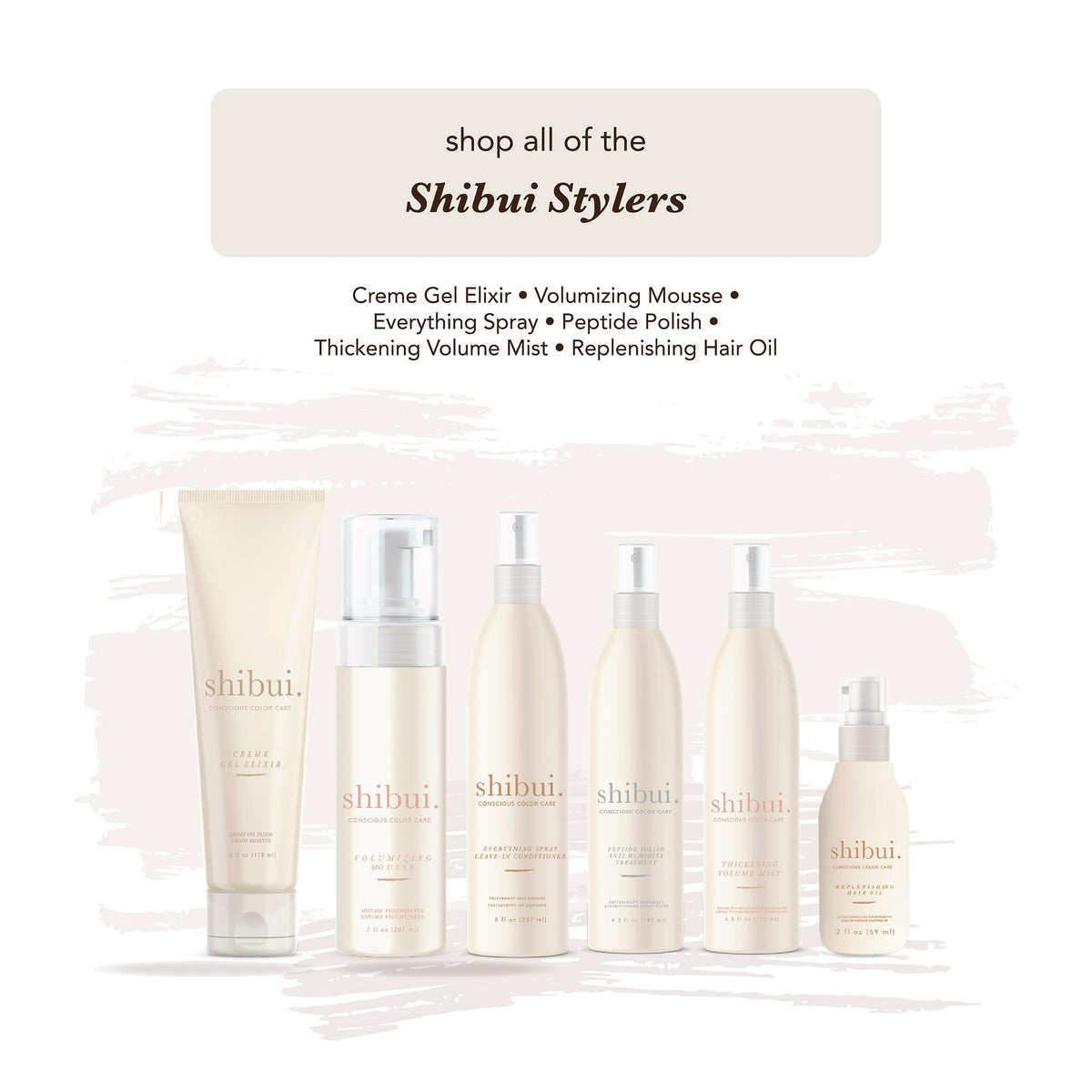 SHIBUI used during styling in a salon‑like setting for polished results