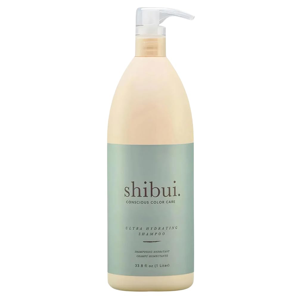 SHIBUI shampoo front packaging showing large bottle and label, highlights hydration benefit