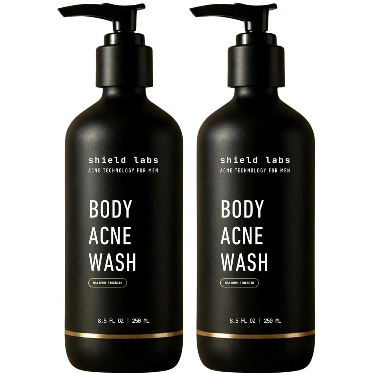 Shield front bottle image showing label and acne-fighting benefits