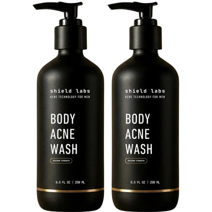 Shield front bottle image showing label and acne-fighting benefits