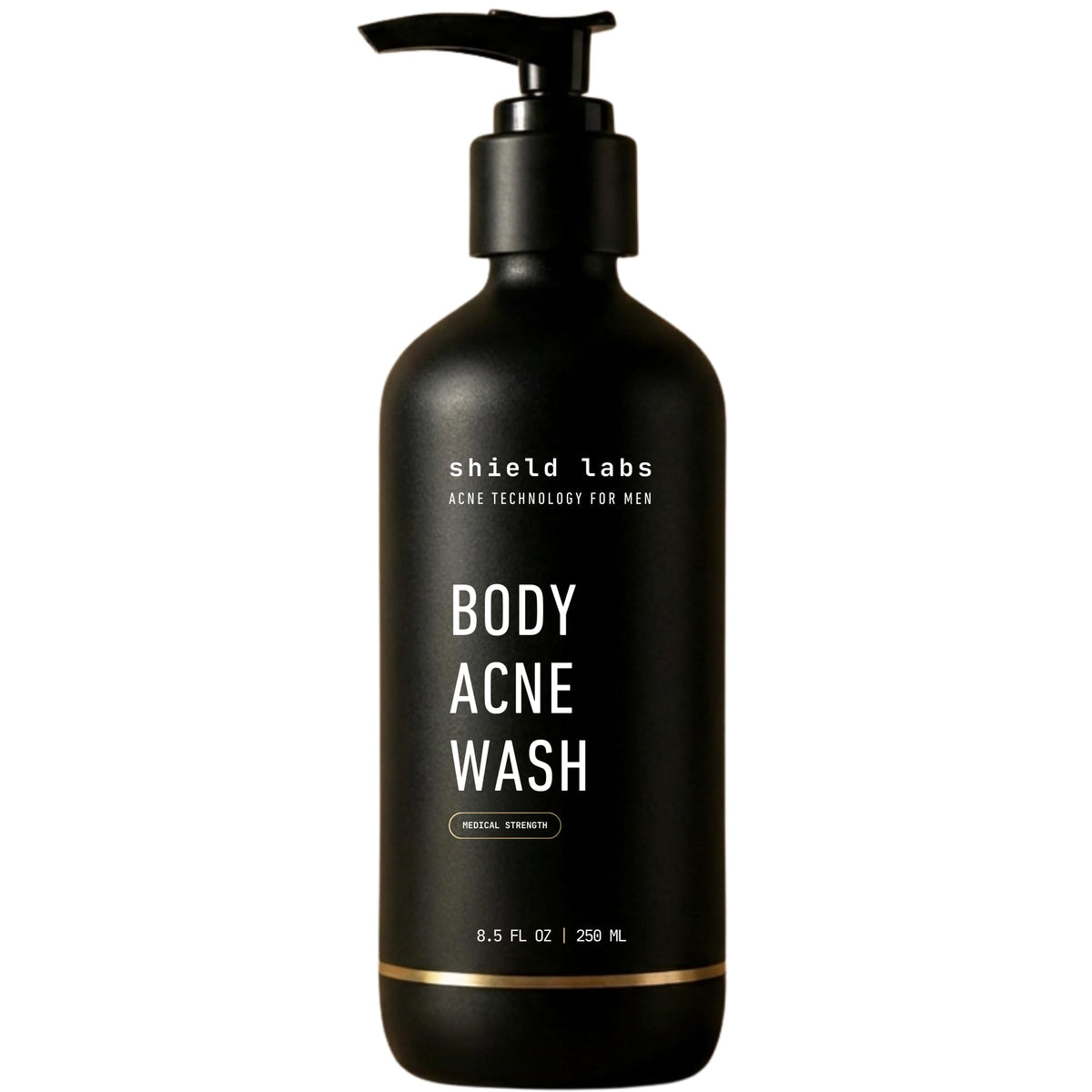 Shield front packaging showing bottle and label, clear product identity and benefits