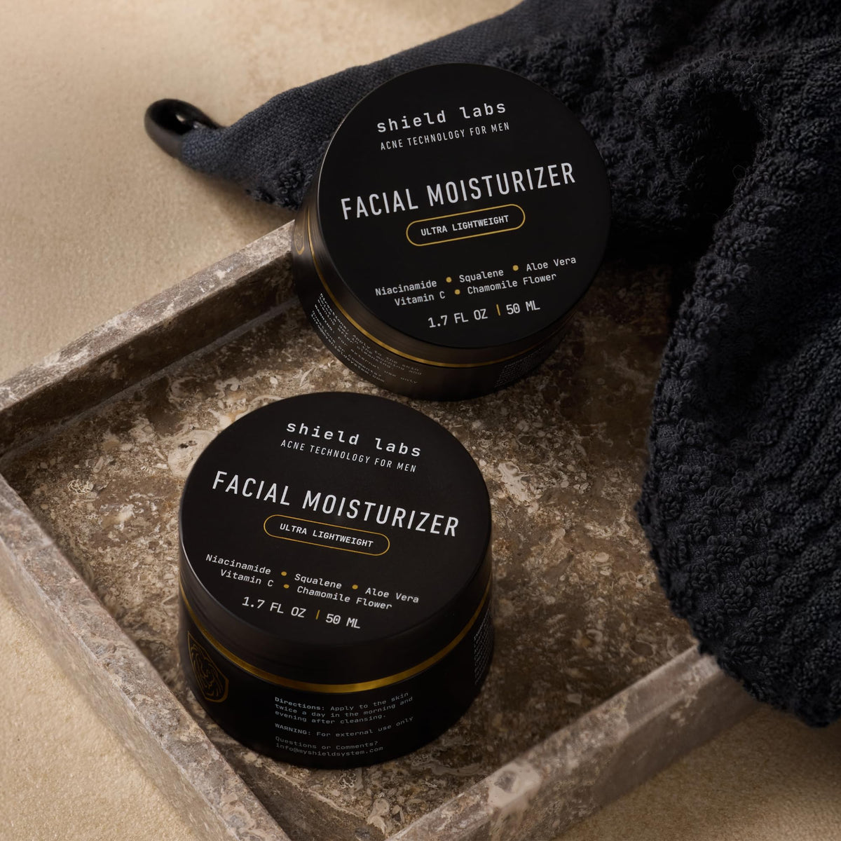 Shield lifestyle application on face after shaving for calming hydration