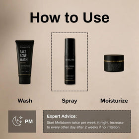 Shield Meltdown mist spraying from bottle illustrating precise, even application benefit