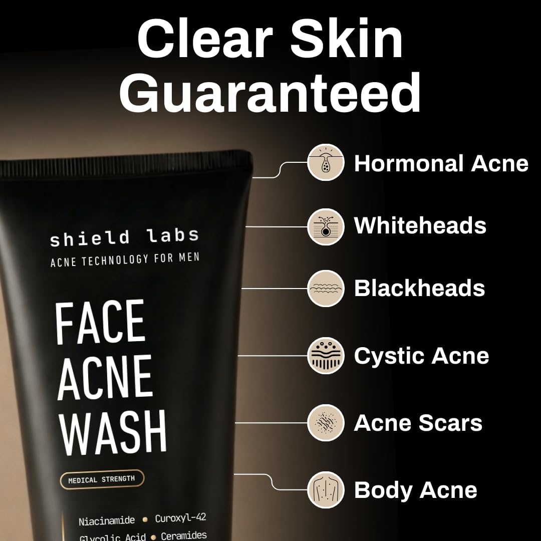 Shield lather texture on hand demonstrating gentle cleansing and oil removal