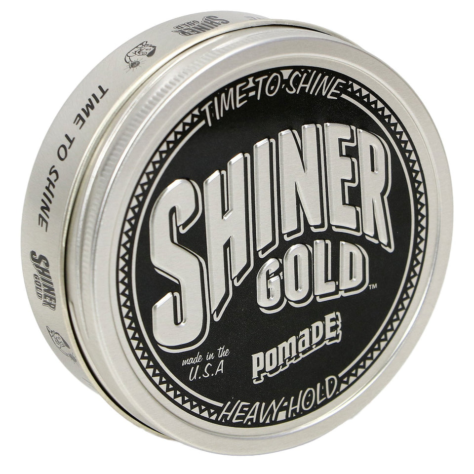 Shiner Gold Pomade front tin showing label and size for easy identification