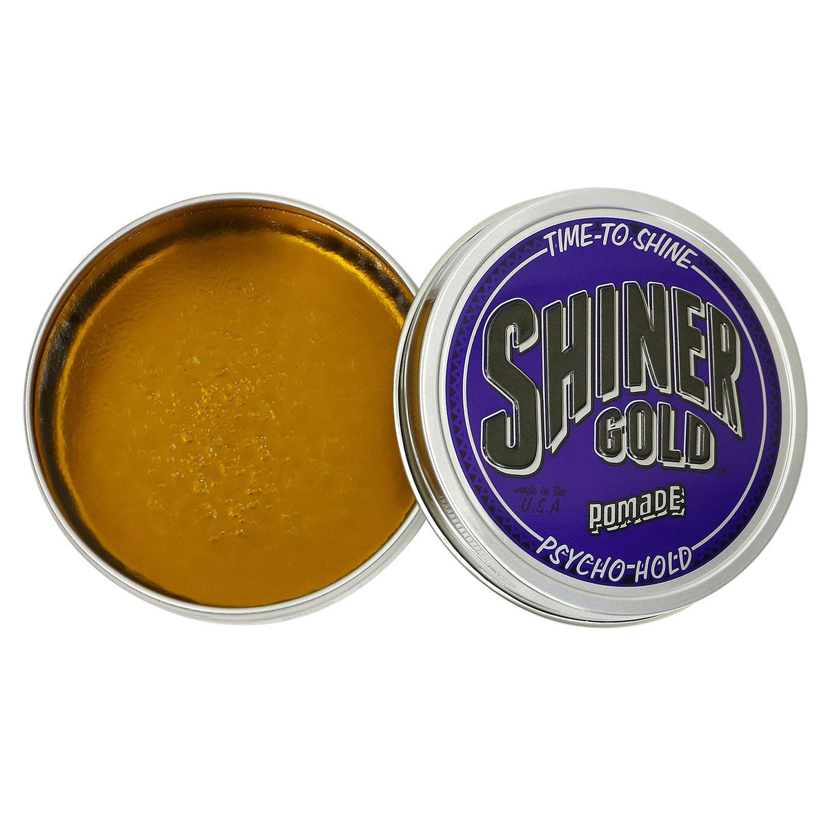 Shiner Gold in use styling a slicked-back haircut, shows extreme hold and polished look benefit