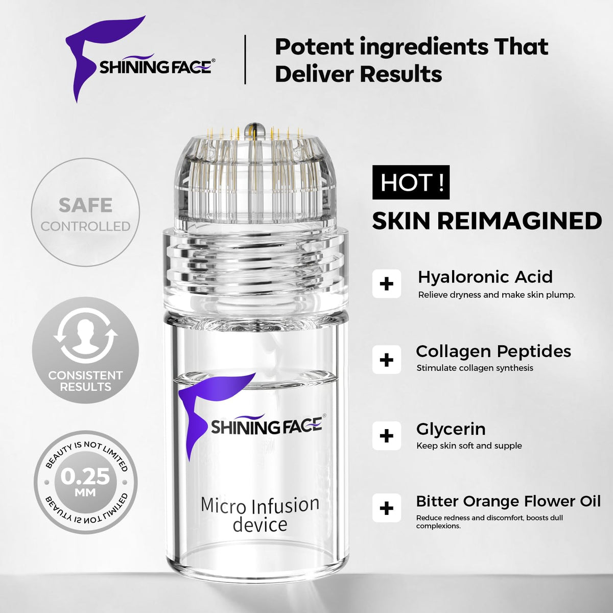 Shining Face model demonstrating neck treatment to target firmness and hydration