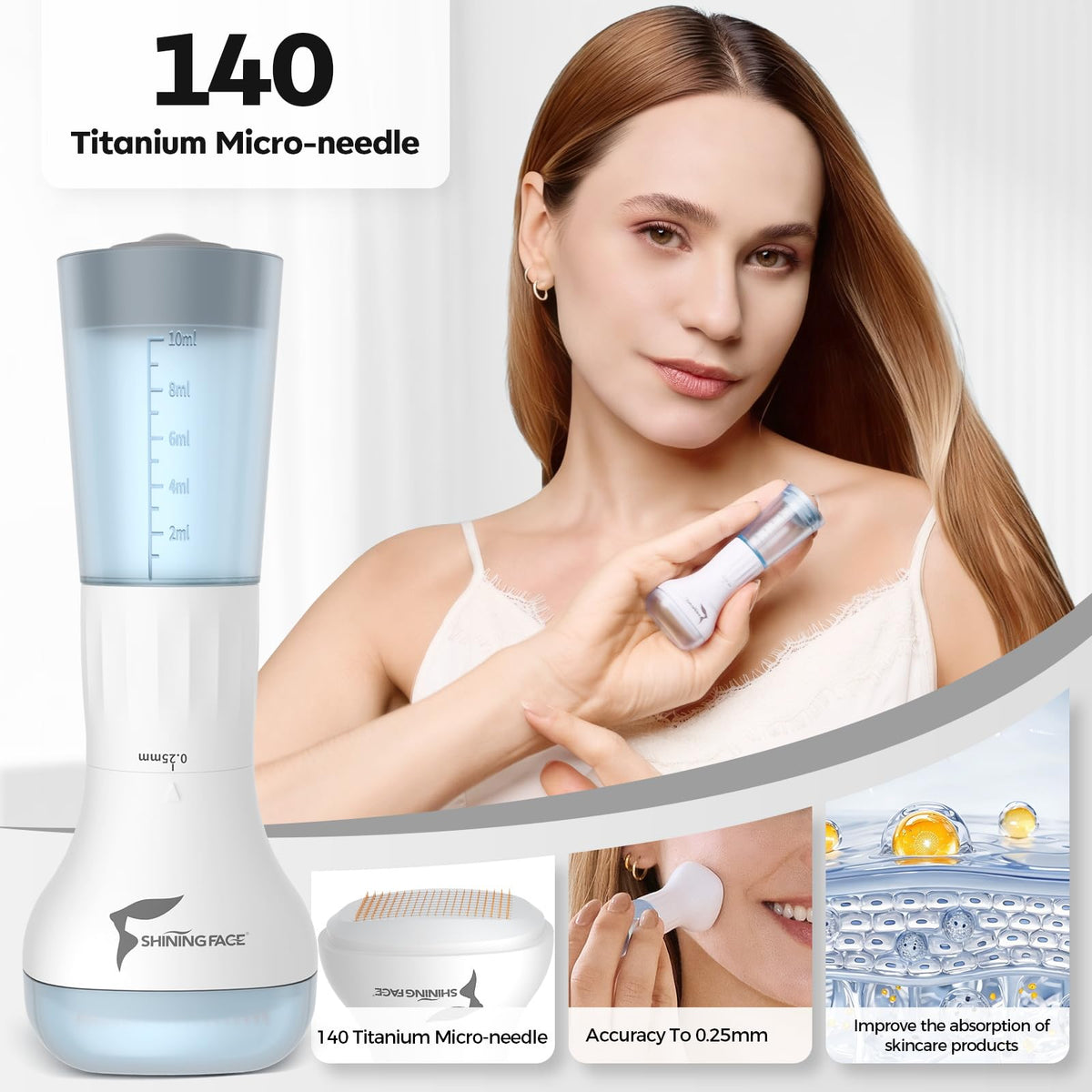 Shining Face peptide serum bottles arranged to show three‑month supply and hydration