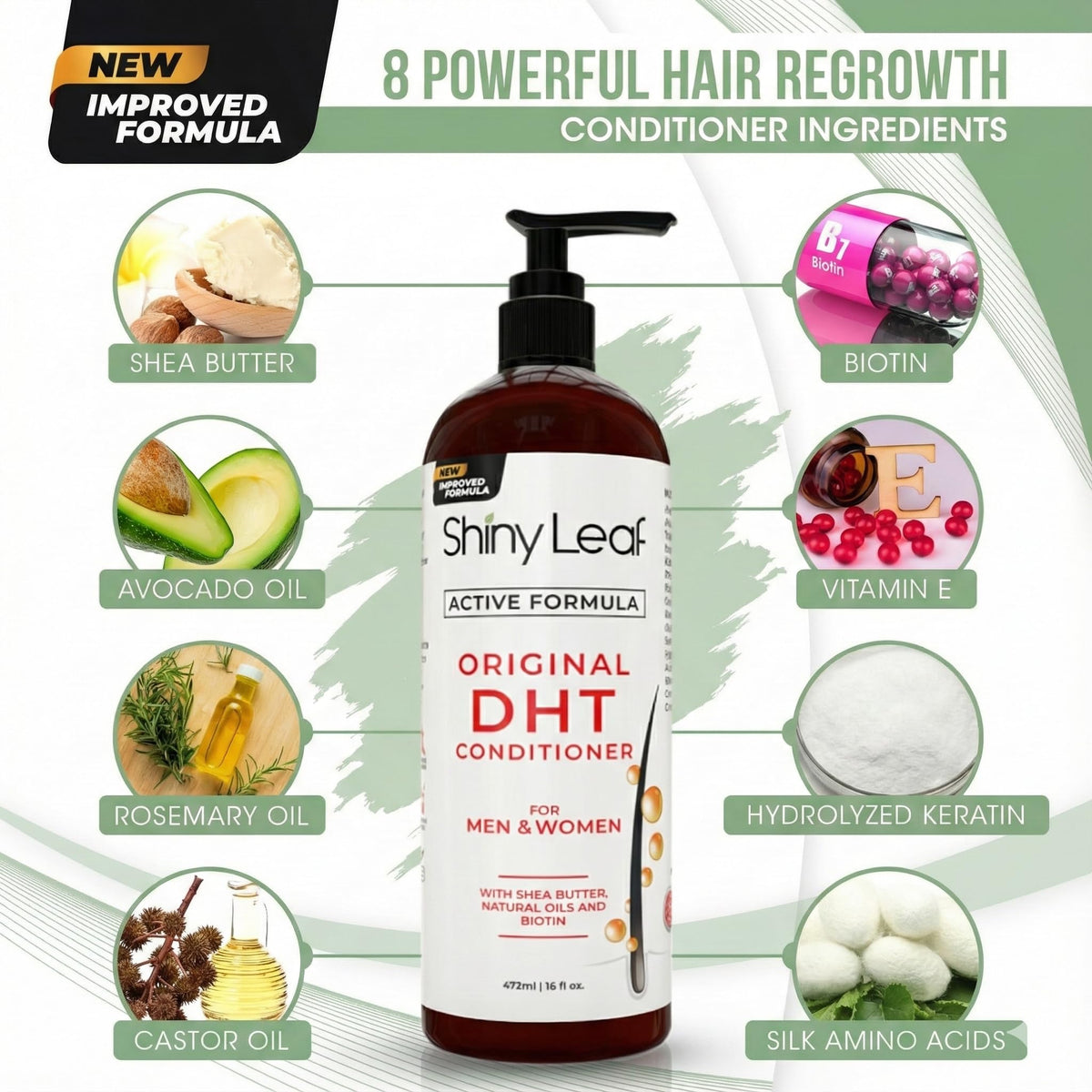 Shiny Leaf after-use hair showing smoother, shinier strands
