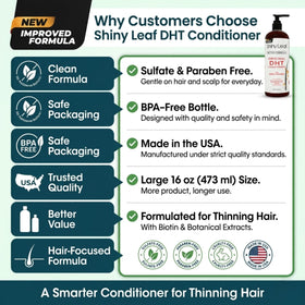 Shiny Leaf conditioner in palm applying to wet hair for detangling benefit