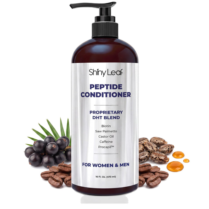 Shiny Leaf front bottle showing product and volume, clear branding and benefits