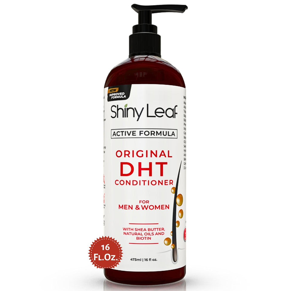Shiny Leaf front bottle showing 16 oz packaging and benefits