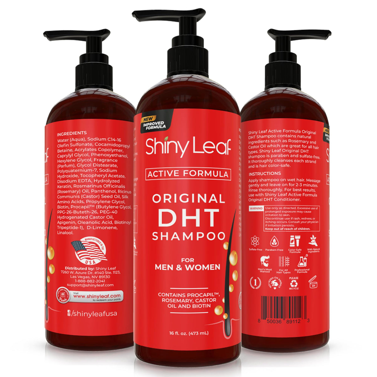 Shiny Leaf shampoo paired with conditioner for a full routine