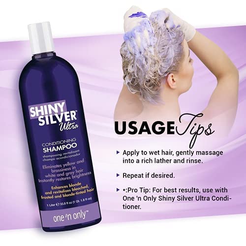 Shiny Silver shampoo dispensed in hand demonstrating easy application and control