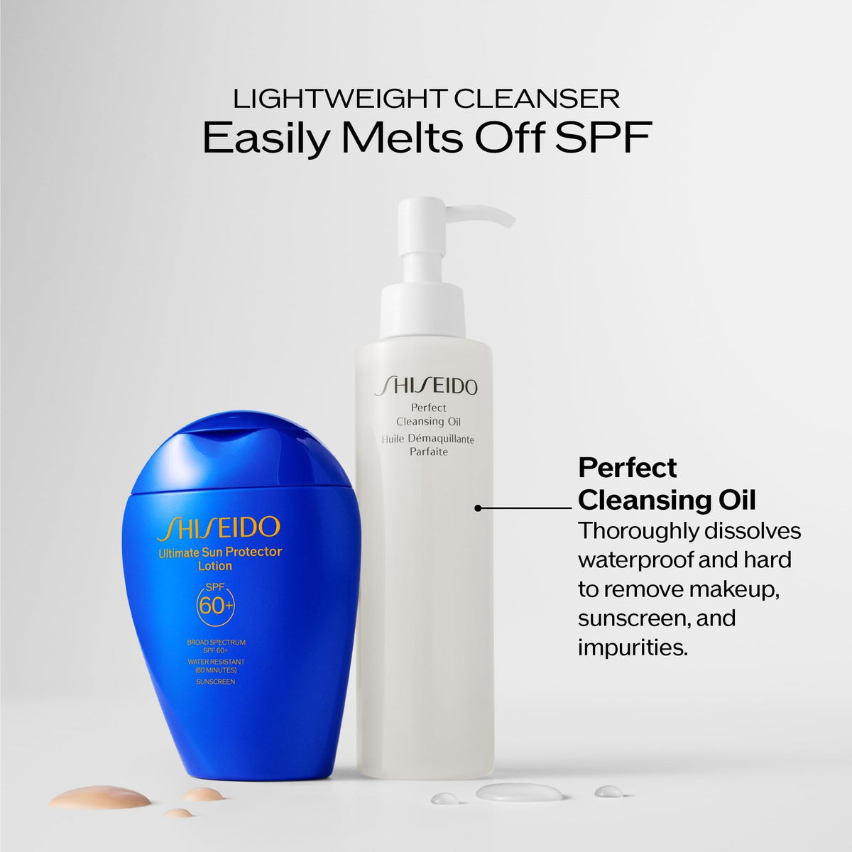 Shiseido 300 mL bottle held for size comparison indicating generous value