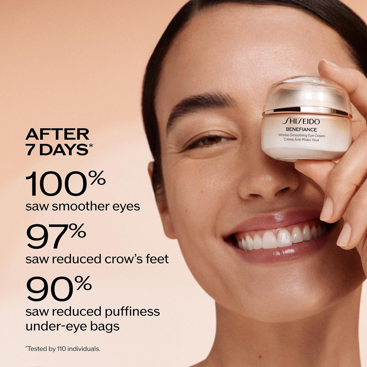 Shiseido Benefiance label close-up showing formula details and expert heritage