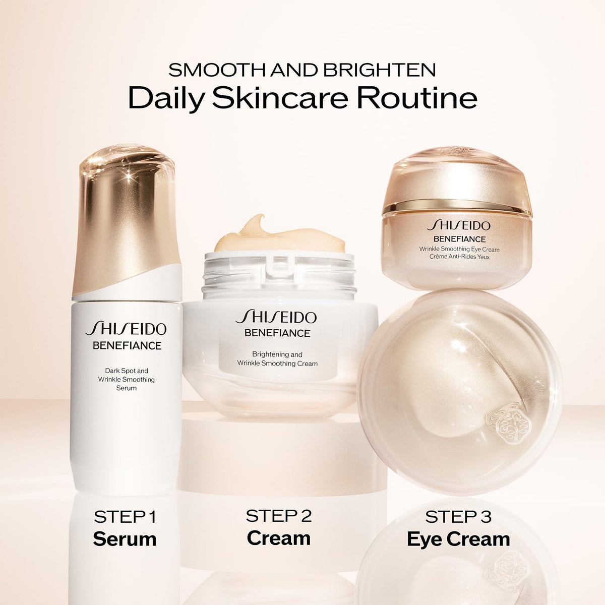 Shiseido Benefiance on bedside table at night showing evening routine hydration benefit